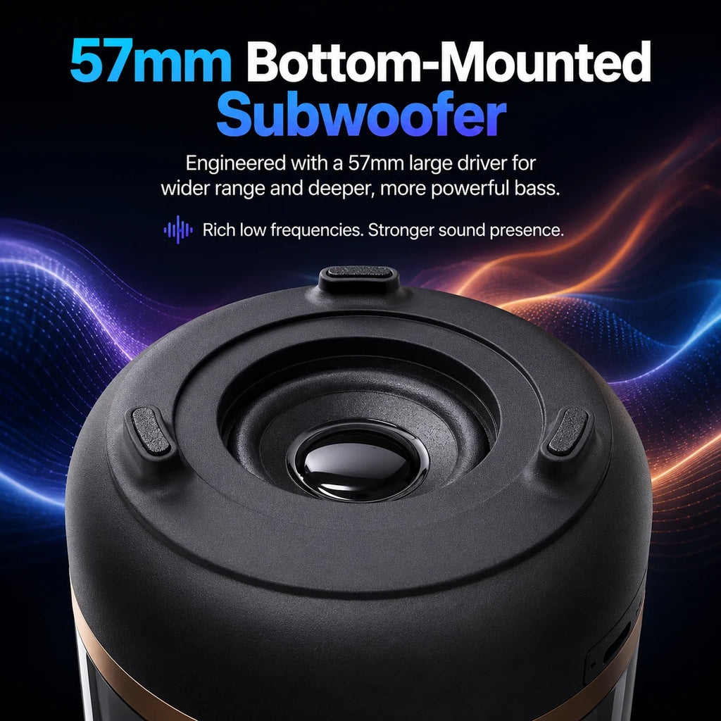 Soundbar Bluetooth 5.0 Portátil 2026 — TWS, Hi-Fi, Subwoofer e Lâmpada Respiratória para Android e iOS