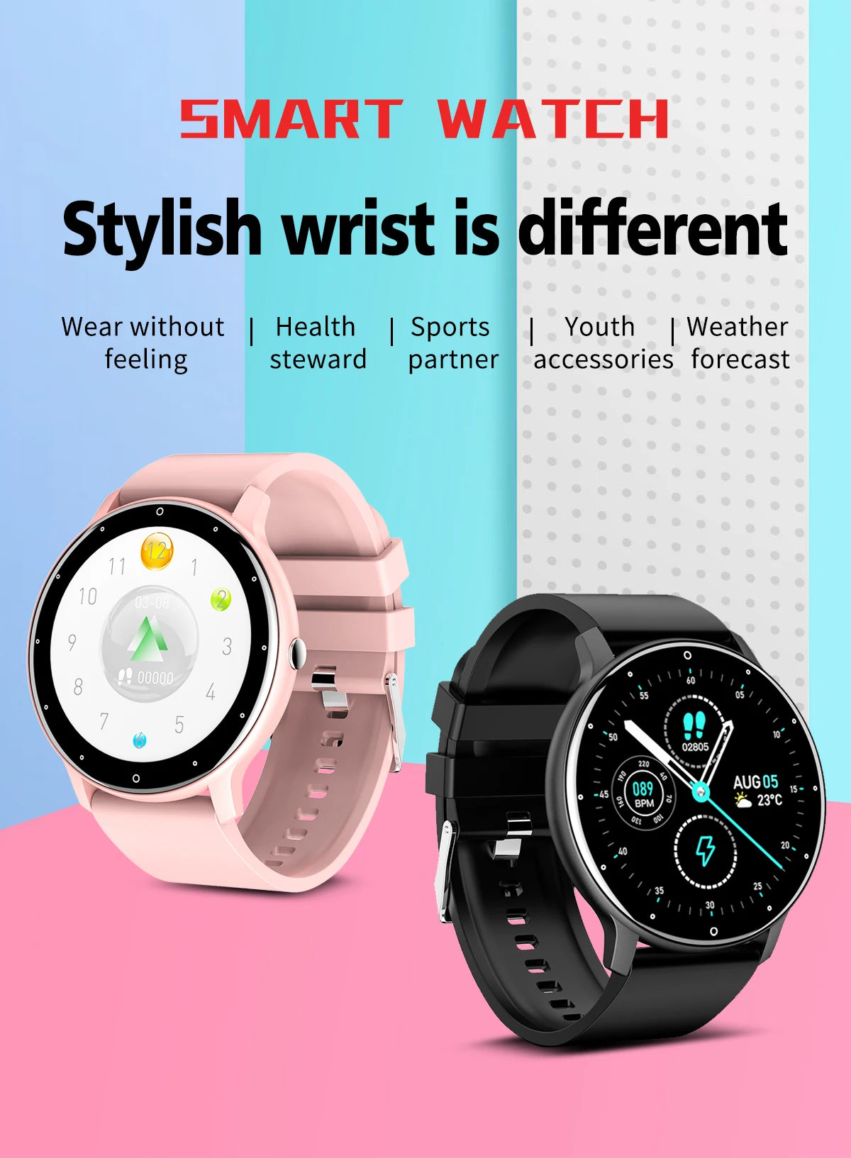 Smartwatch LIGE 2026 com Monitor Cardíaco e Fitness para Android e iOS