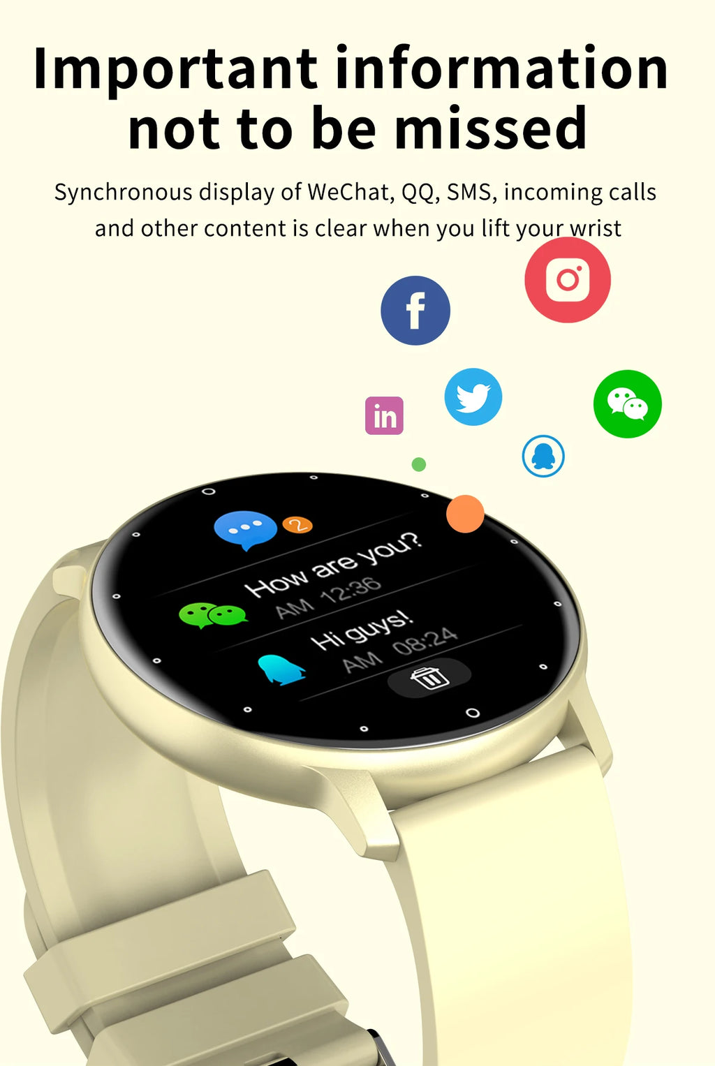 Smartwatch LIGE 2026 com Monitor Cardíaco e Fitness para Android e iOS