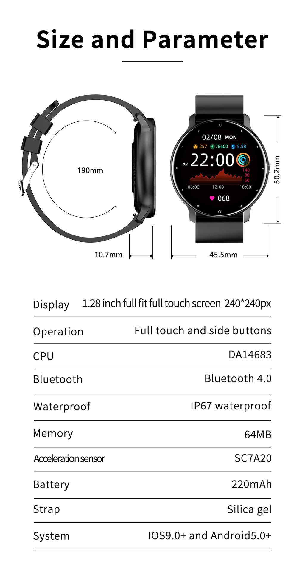 Smartwatch LIGE 2026 com Monitor Cardíaco e Fitness para Android e iOS