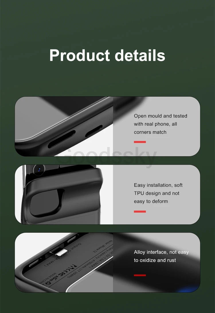 Battery Charger Case For iPhone 13 Pro Max 13 Mini Charging Case For iPhone 12 Pro Max 12 Mini Portable Power Bank Charger Cover