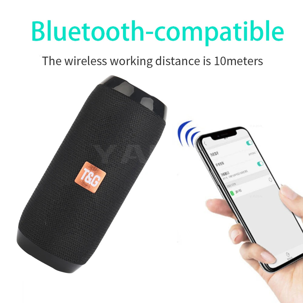 Coluna Bluetooth Portátil Subwoofer — À Prova de Água, Rádio FM e Suporte Cartão TF