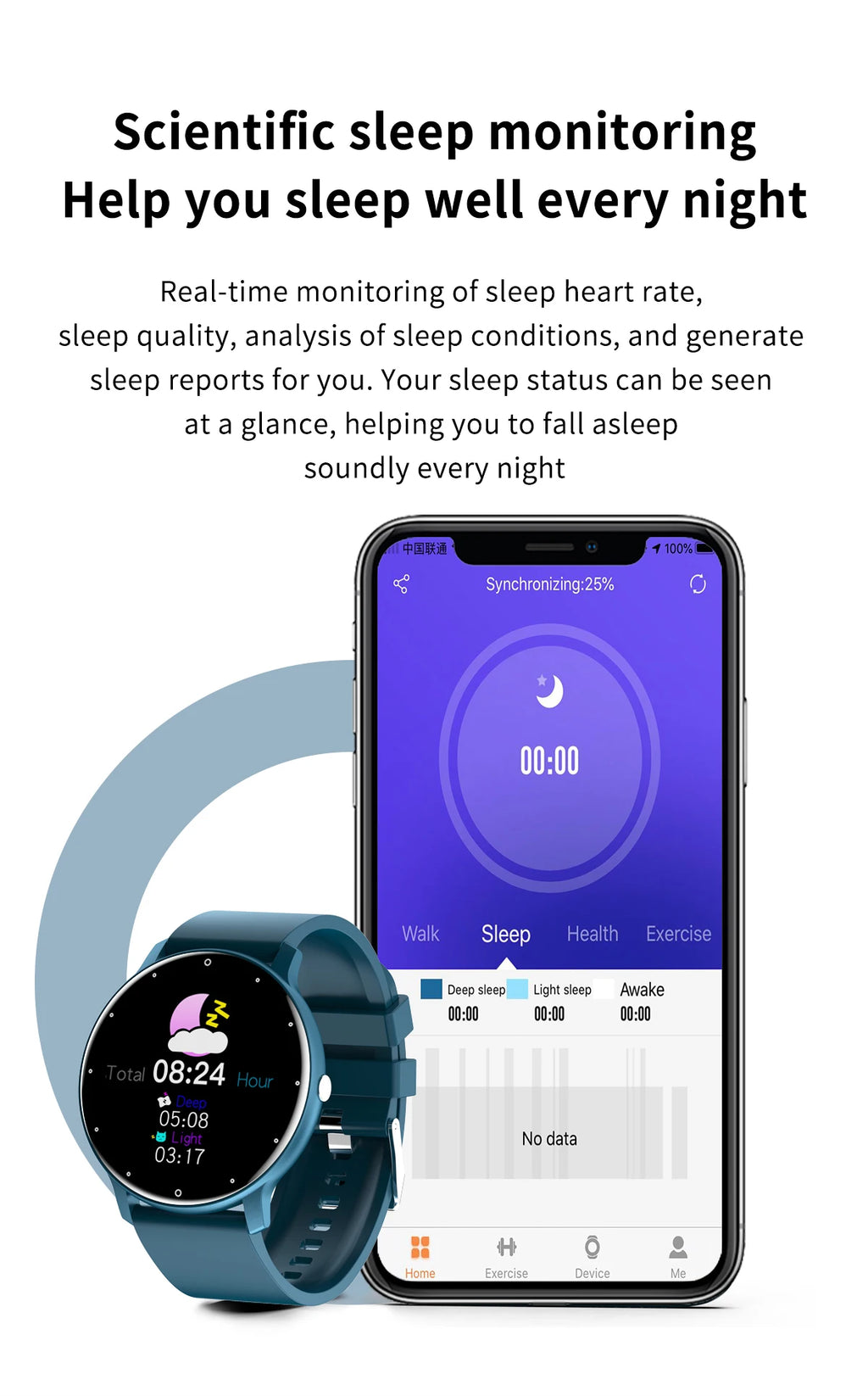Smartwatch LIGE 2026 com Monitor Cardíaco e Fitness para Android e iOS