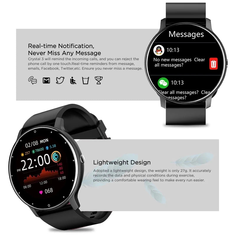 Smartwatch LIGE 2026 com Monitor Cardíaco e Fitness para Android e iOS