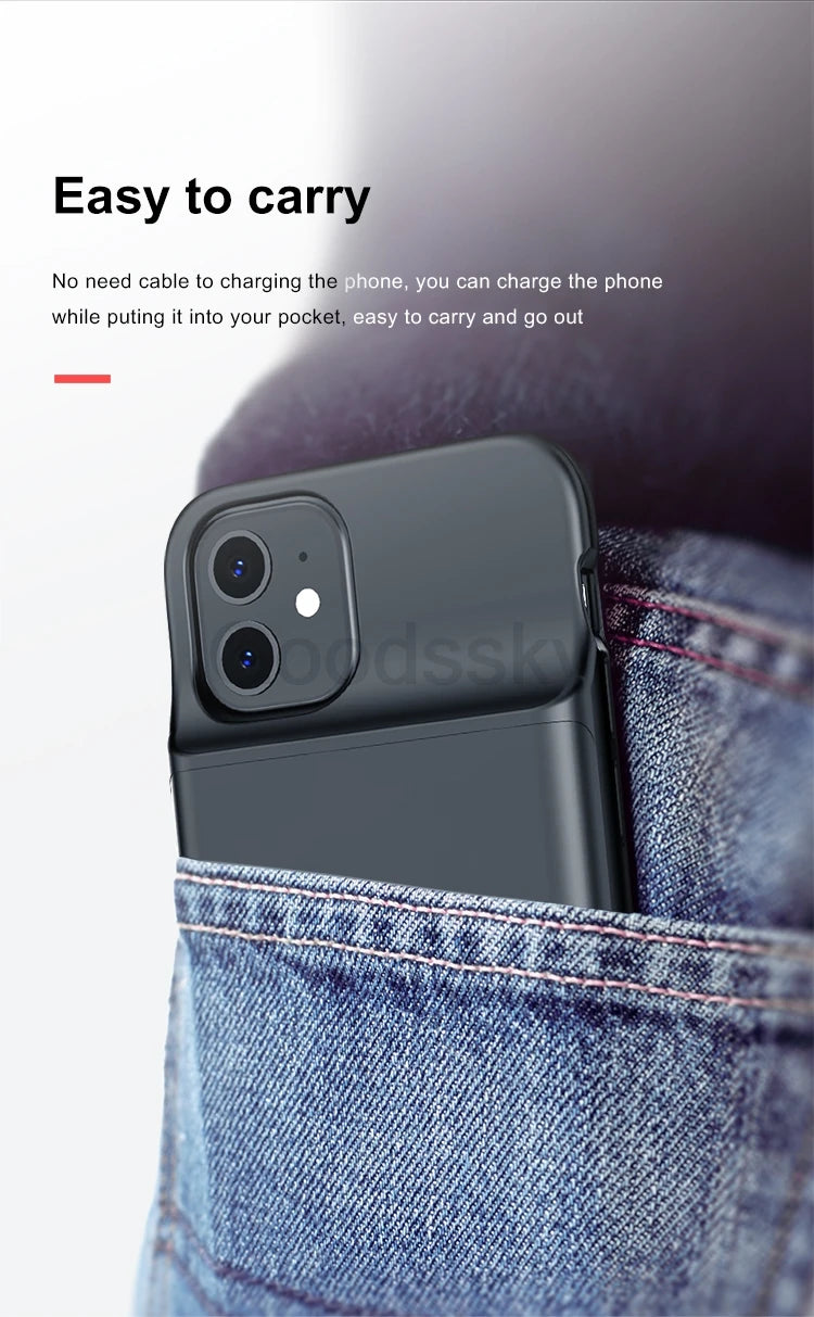 Battery Charger Case For iPhone 13 Pro Max 13 Mini Charging Case For iPhone 12 Pro Max 12 Mini Portable Power Bank Charger Cover