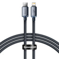 Cabo Baseus USB-C PD 20W para iPhone 14, 13, 12 — Liga de Alumínio 1.2m/2m