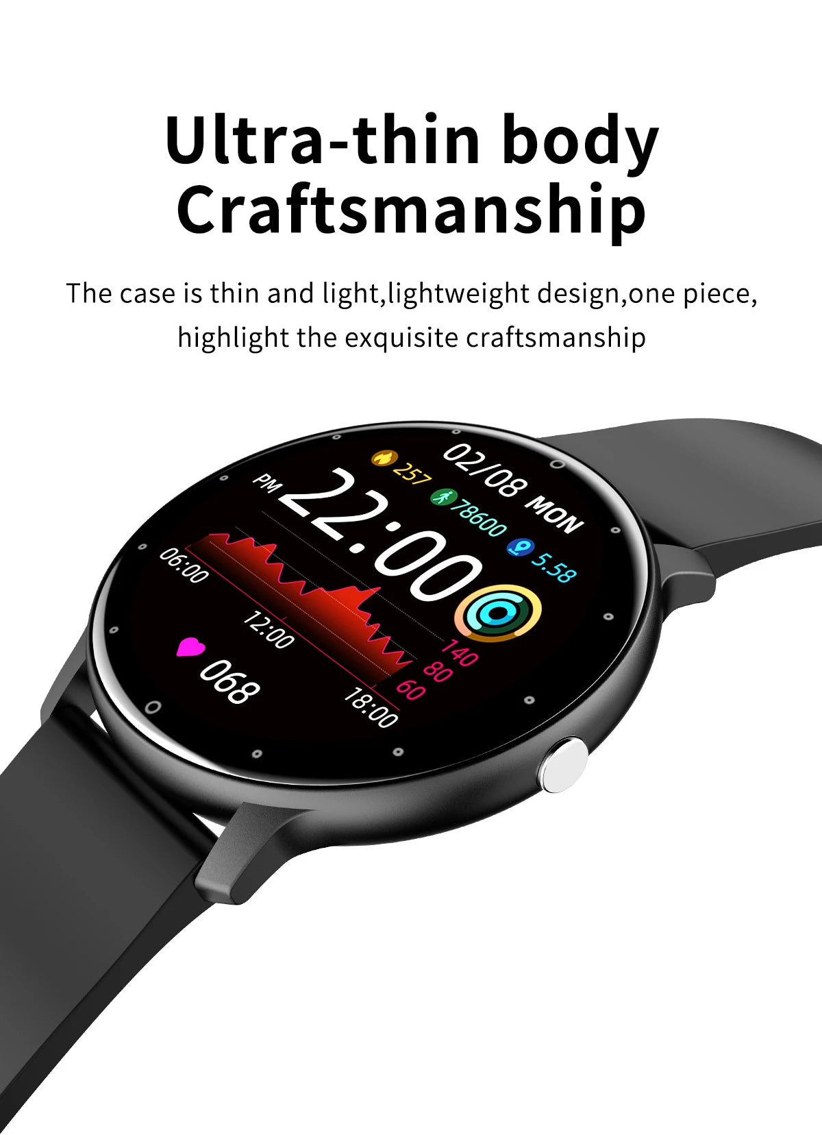 Smartwatch LIGE 2026 com Monitor Cardíaco e Fitness para Android e iOS
