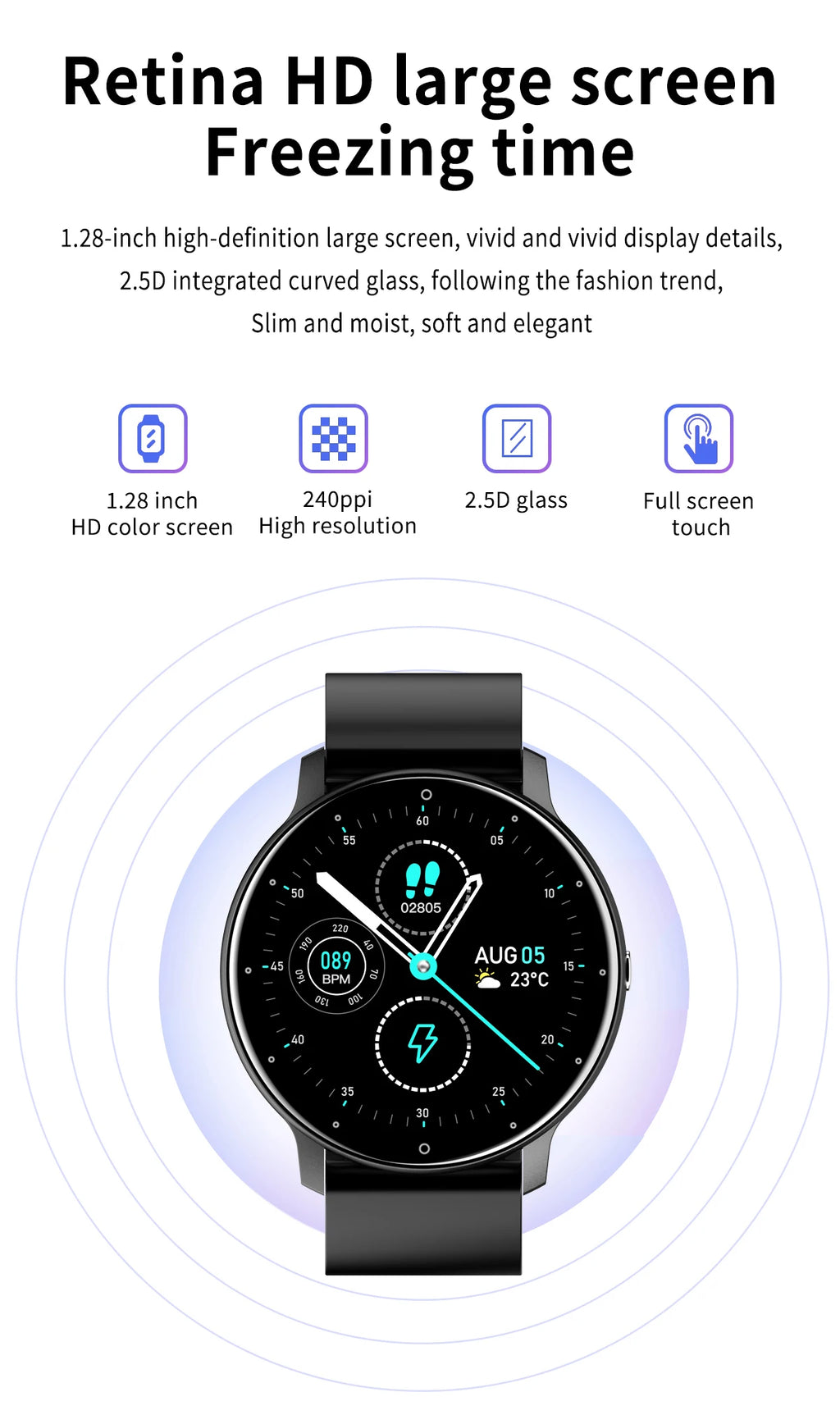 Smartwatch LIGE 2026 com Monitor Cardíaco e Fitness para Android e iOS