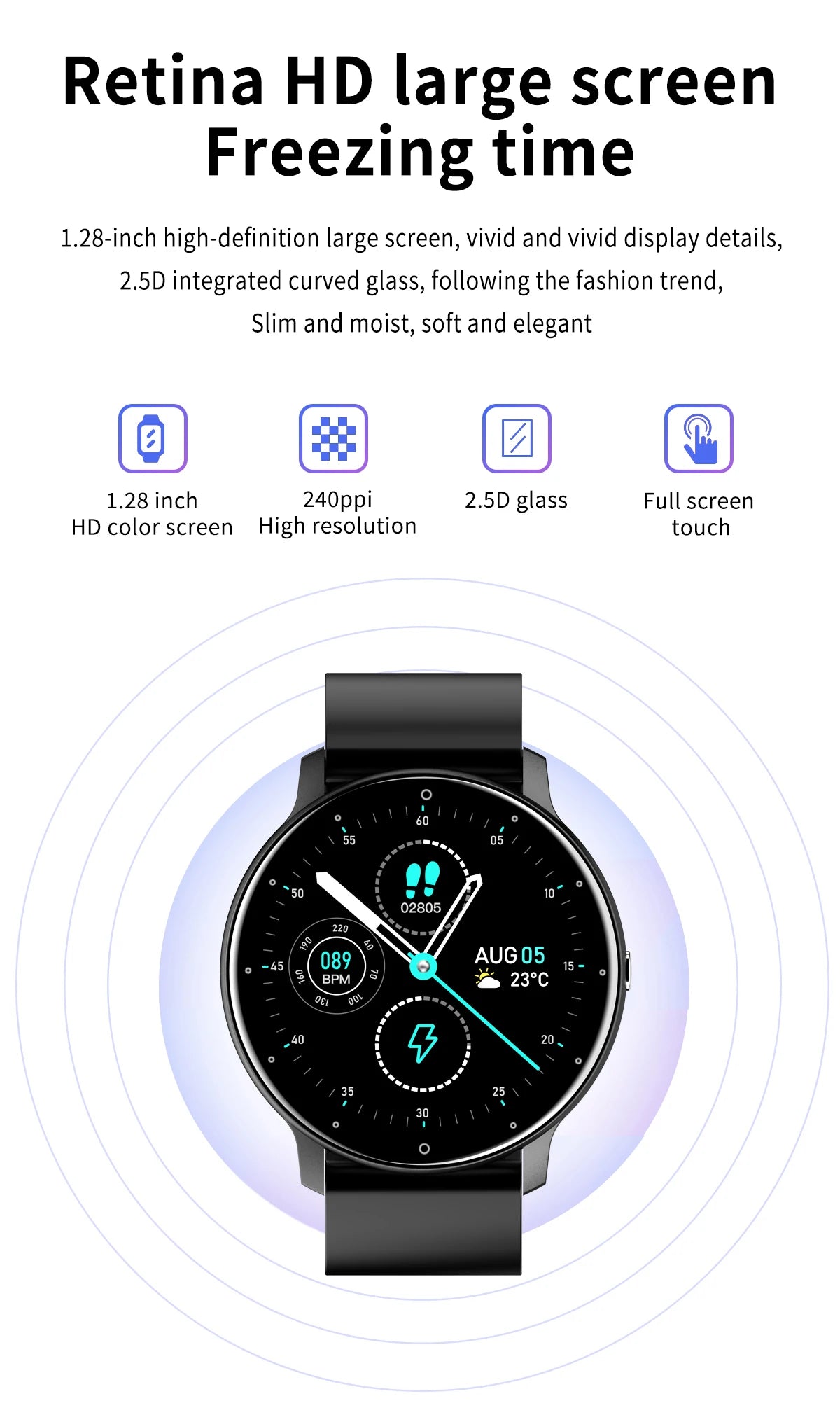 Smartwatch LIGE 2026 com Monitor Cardíaco e Fitness para Android e iOS
