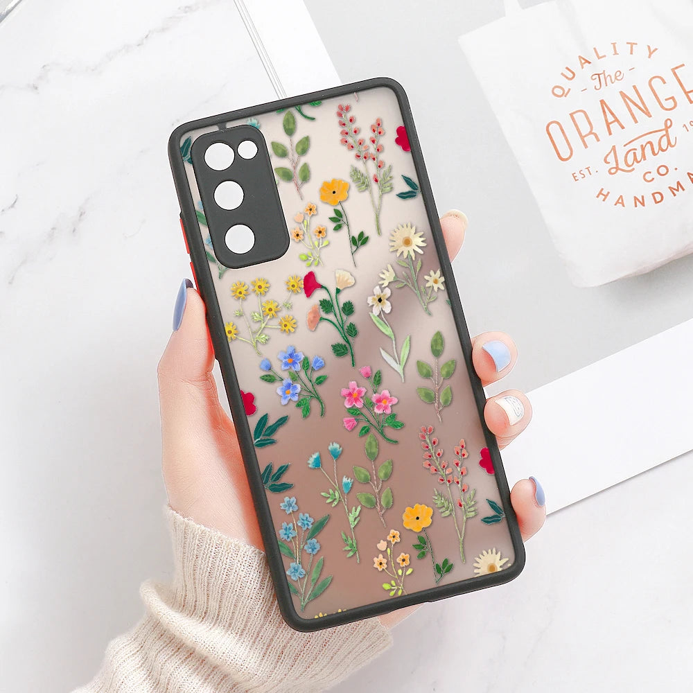 Capa Matte com Padrão Floral para Samsung Galaxy S Series