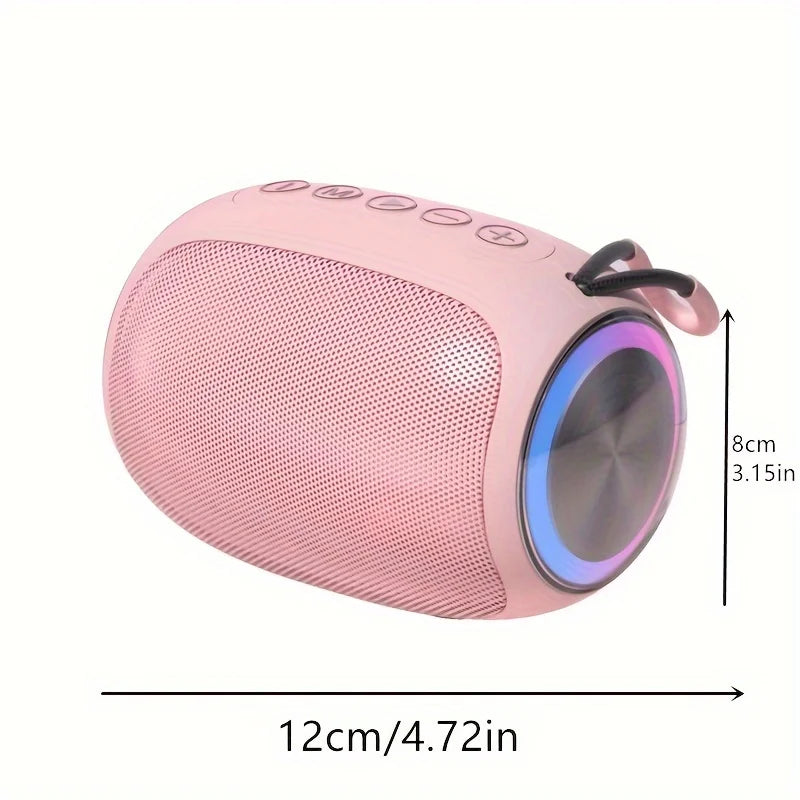 Coluna Bluetooth Portátil — Som Excelente, Design Rosa e Iluminação LED Colorida