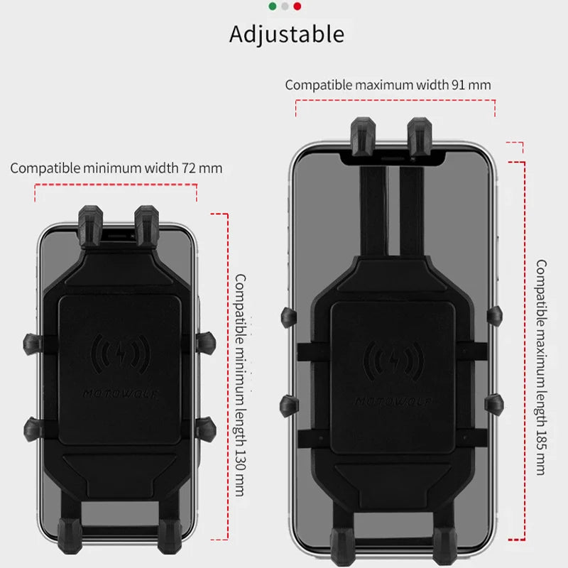 Suporte de Telefónico para Mota com Carregamento Sem Fios QC3.0 e GPS
