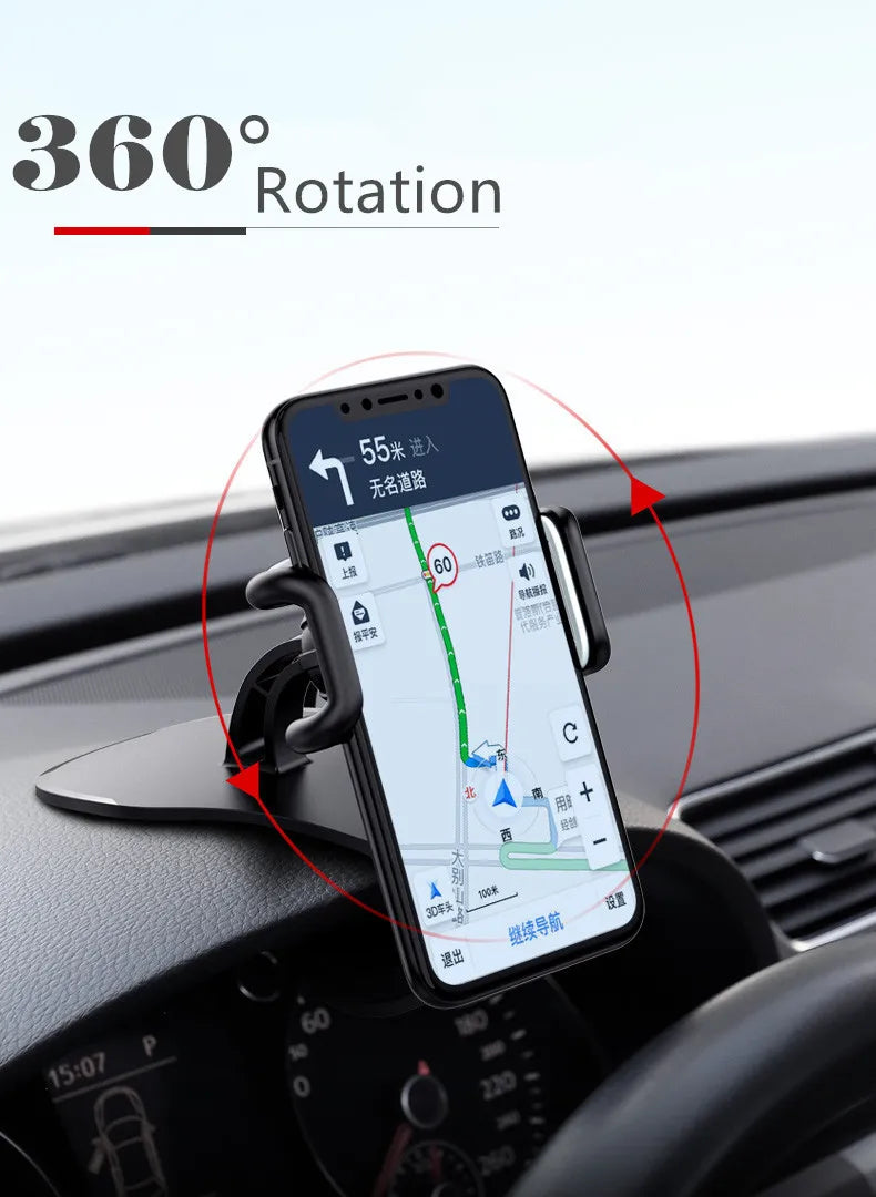 Suporte Telefónico para Carro 360° Rotativo — Dashboard Universal
