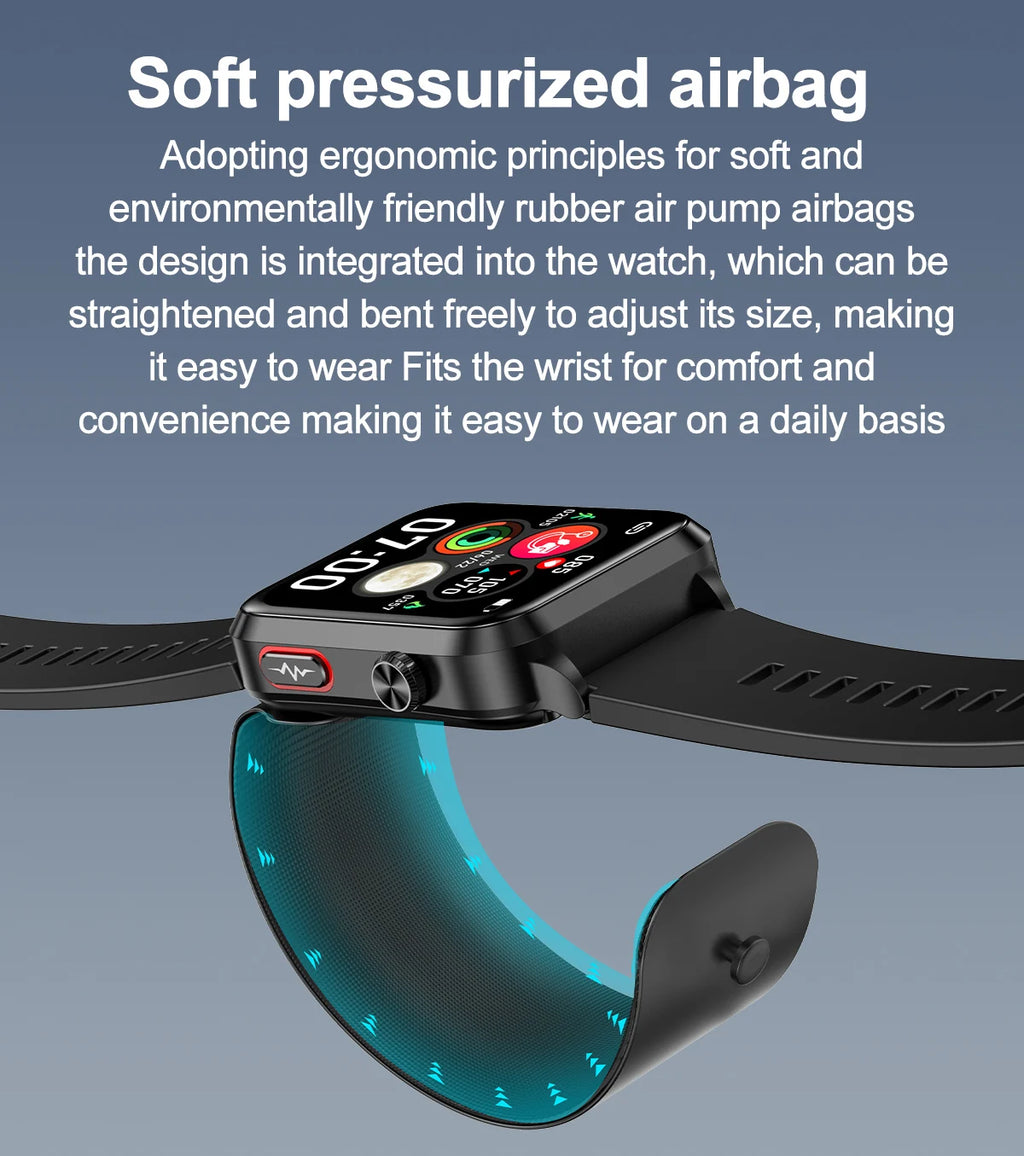Smartwatch Masculino Quadrado AMOLED — Chamadas Bluetooth, Saúde Completa e Design Premium