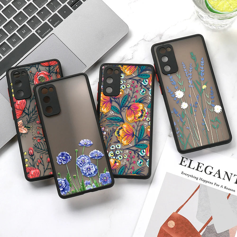 Capa Matte com Padrão Floral para Samsung Galaxy S Series