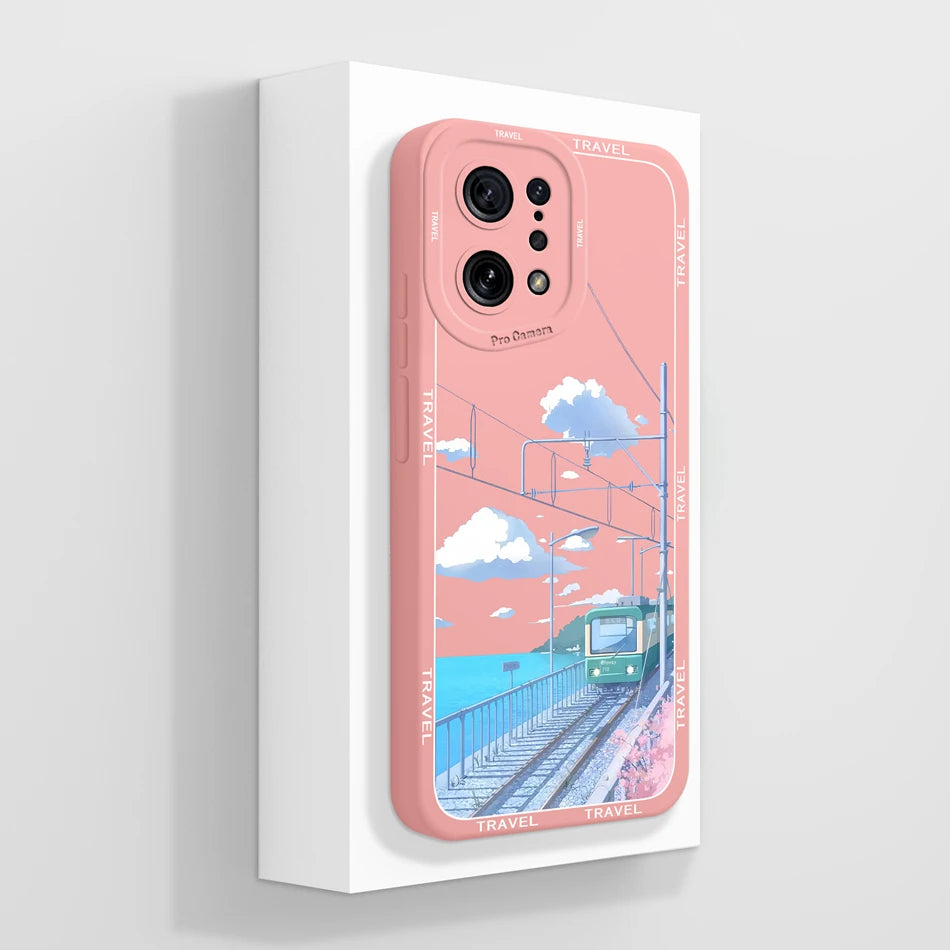Capa Silicone Líquido Estilo Artístico para OPPO Find X5 Pro Lite