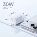 Carregador Baseus GaN 30W PD para iPhone 12-17 e Tablets