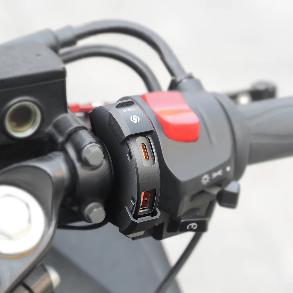 Carregador USB para Mota 48W QC3.0 Impermeável com Suporte de Guiador