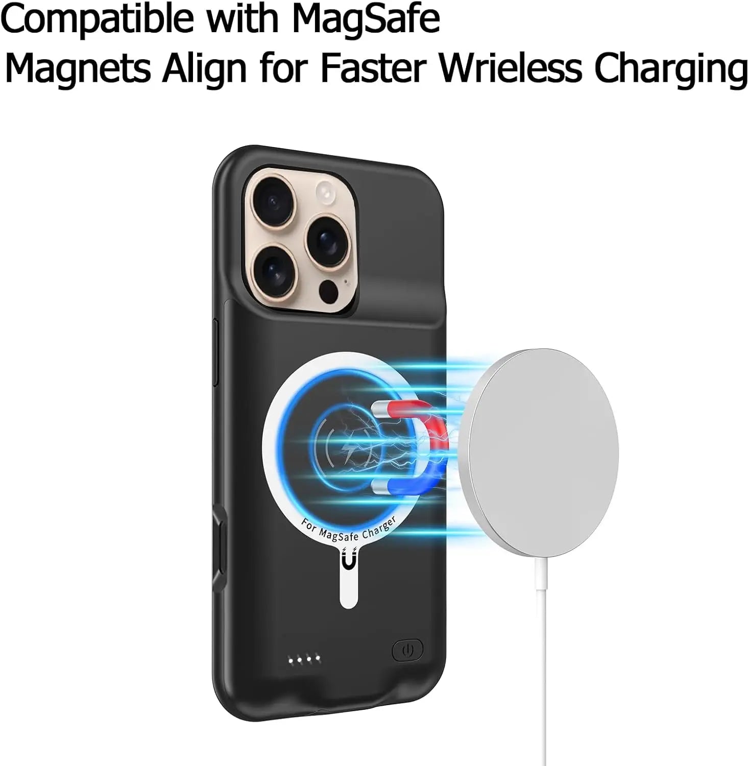Magnetic Wireless Charging Cover For iPhone 17 Pro Battery Charger Case Power Bank Charger Power case for Magsafe battery pack