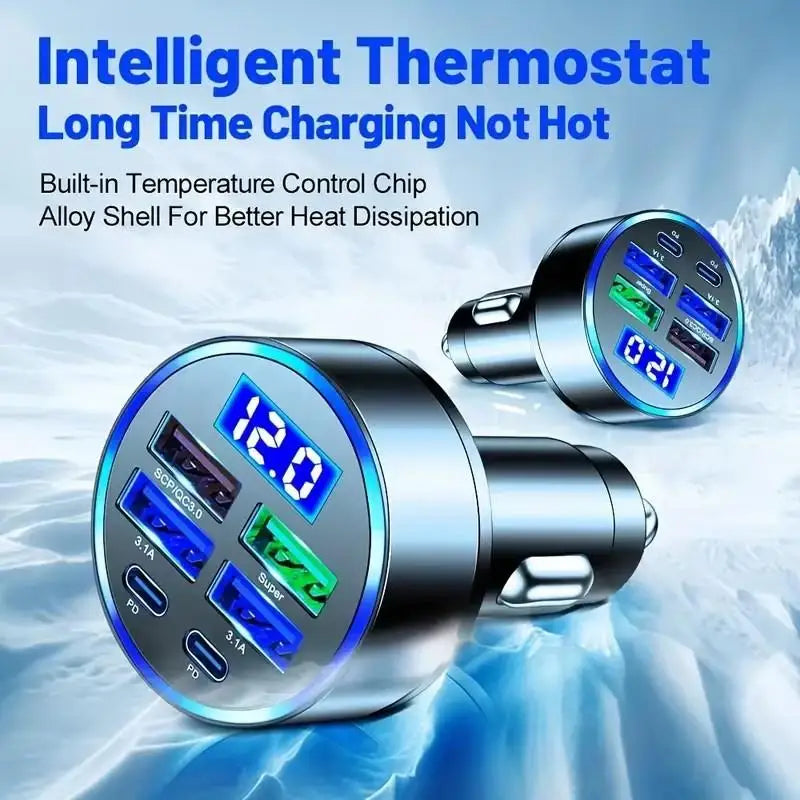 Carregador de Carro 4 Portas USB com Quick Charge 3.0 e PD