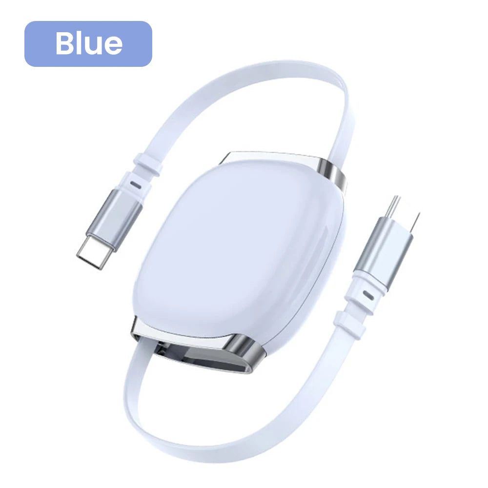 Cabo USB-C Retrátil 100W para iPhone 17, 16 e MacBook — Compacto e Prático