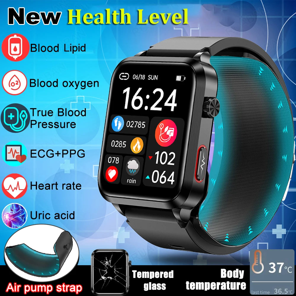 Smartwatch Masculino Quadrado AMOLED — Chamadas Bluetooth, Saúde Completa e Design Premium