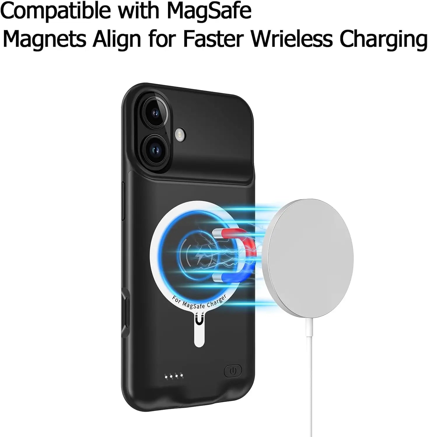 Magnetic Wireless Charging Cover For iPhone 17 Pro Battery Charger Case Power Bank Charger Power case for Magsafe battery pack