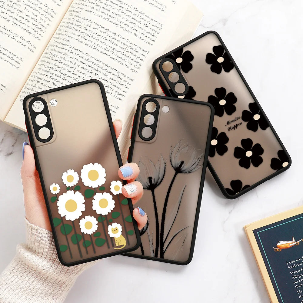 Capa com Padrão Floral Rosa para Samsung Galaxy S Series