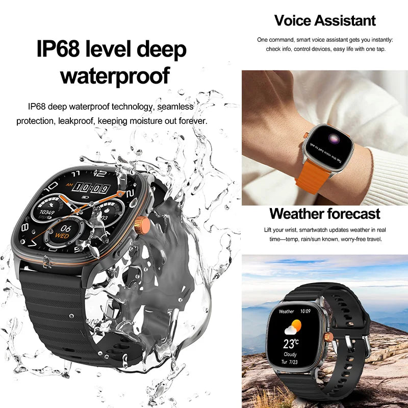 Smartwatch 2026 — Ecrã HD 1.73'', Voz AI, Música, Meteorologia, Modos Desportivos e IP68
