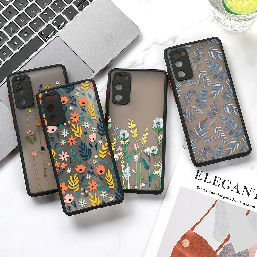 Capa Matte com Padrão Floral para Samsung Galaxy S Series