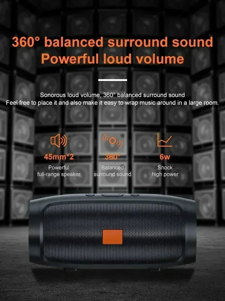 Coluna Bluetooth 5.0 Portátil IP65 Resistente à Água com Bateria Longa