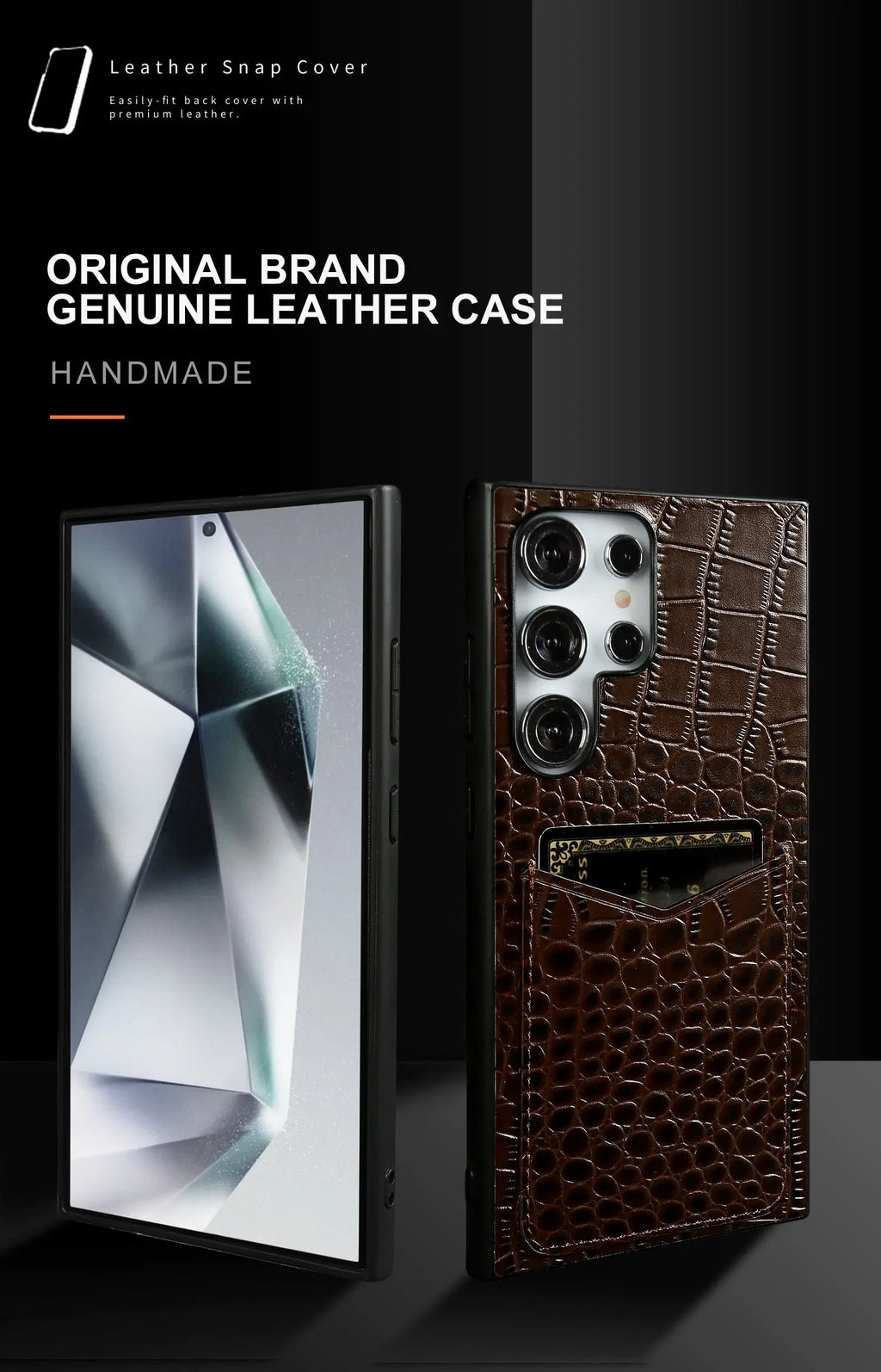Capa Couro Genuíno com Porta-Cartões para Samsung Galaxy S Series