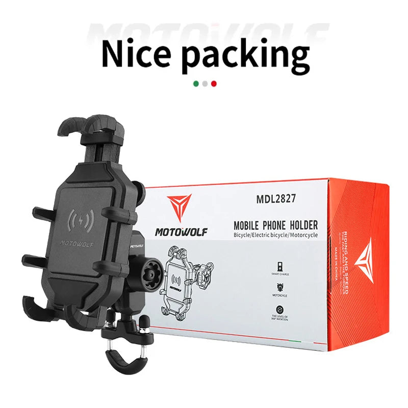 Suporte de Telefónico para Mota com Carregamento Sem Fios QC3.0 e GPS