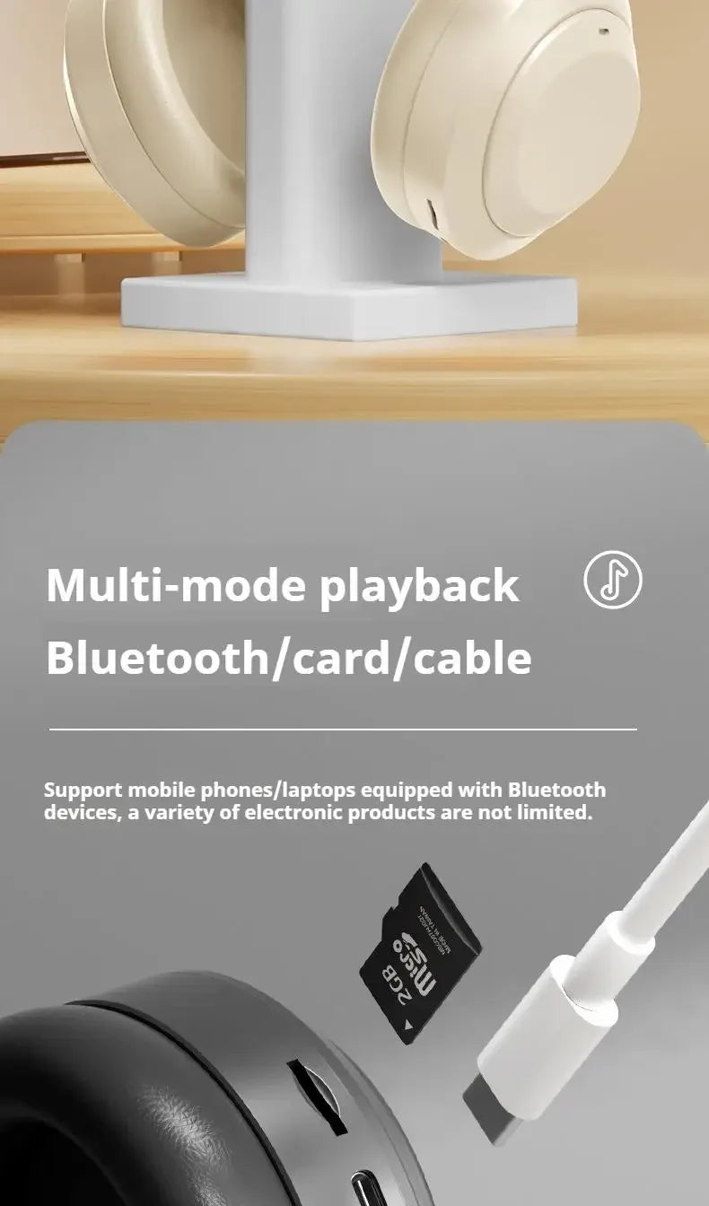 Headphones Over-Ear Bluetooth 5.3 HiFi M5 — Gaming, Desporto e Redução de Ruído