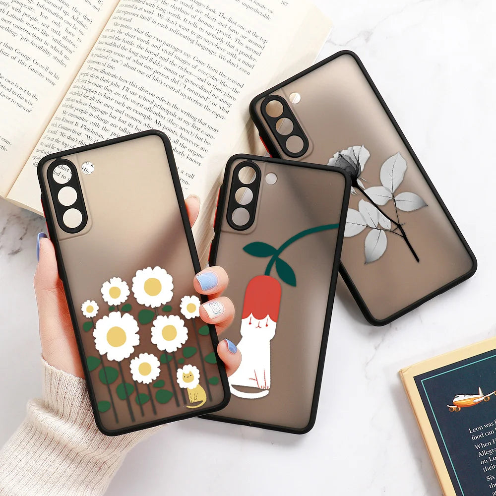Capa com Padrão Floral Rosa para Samsung Galaxy S Series