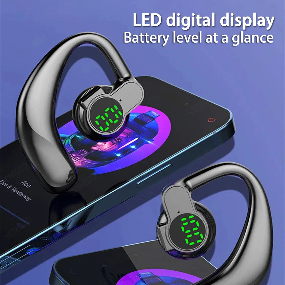 Auriculares Bluetooth 5.4 Ear Hook — Mãos Livres, Cancelamento de Ruído e Condução Segura