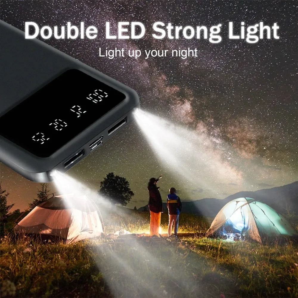 Power Bank 20000mAh com Display LED, Lanterna e Dual USB