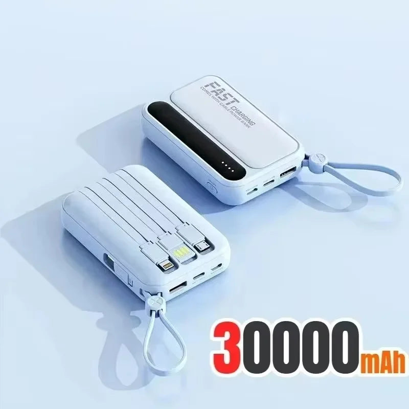 Power Bank Lenovo com 4 Cabos Integrados e Carregamento Rápido