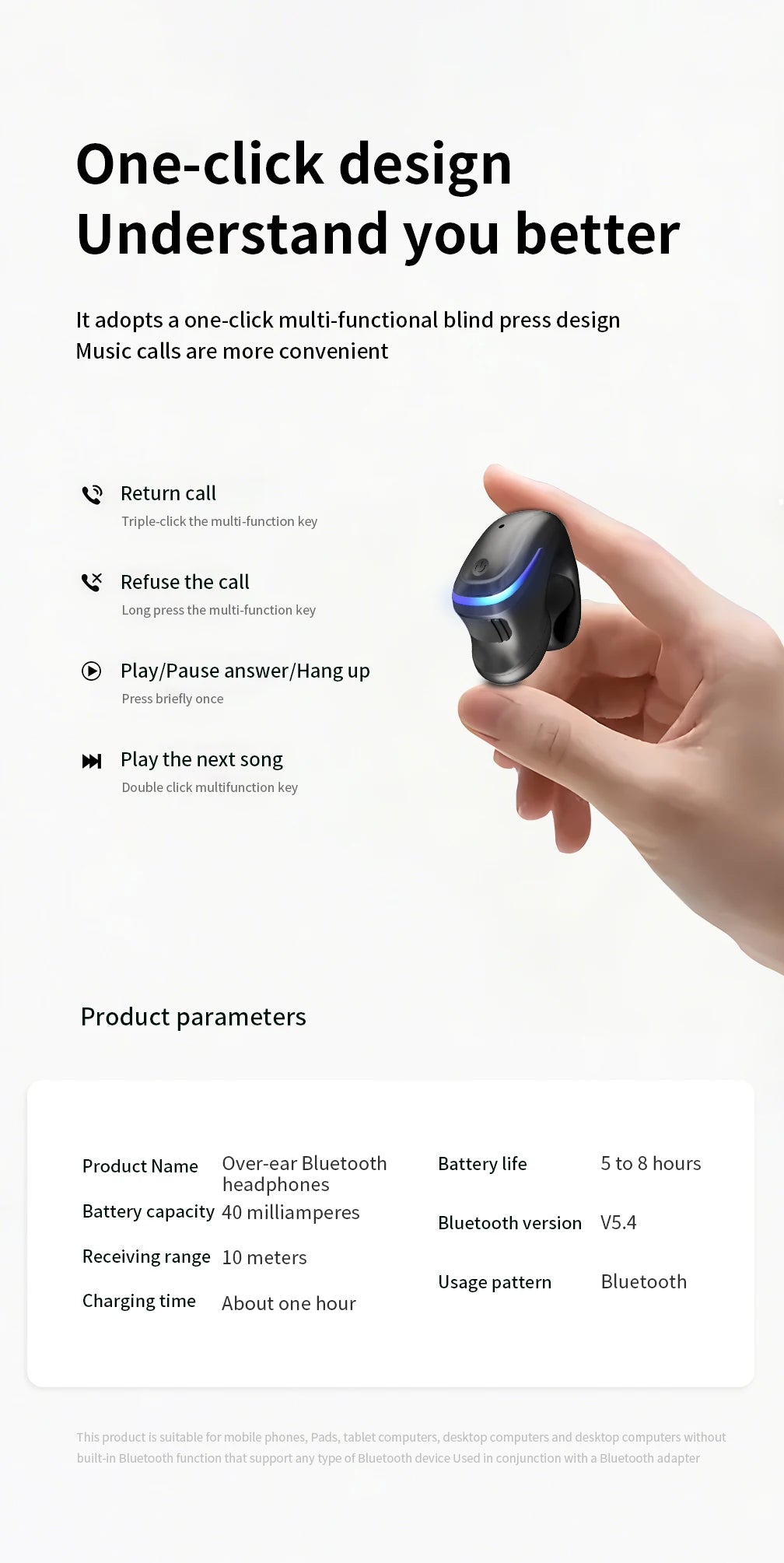 Auricular Bluetooth 5.3 Condução Óssea — Desportivo e Sem Fios