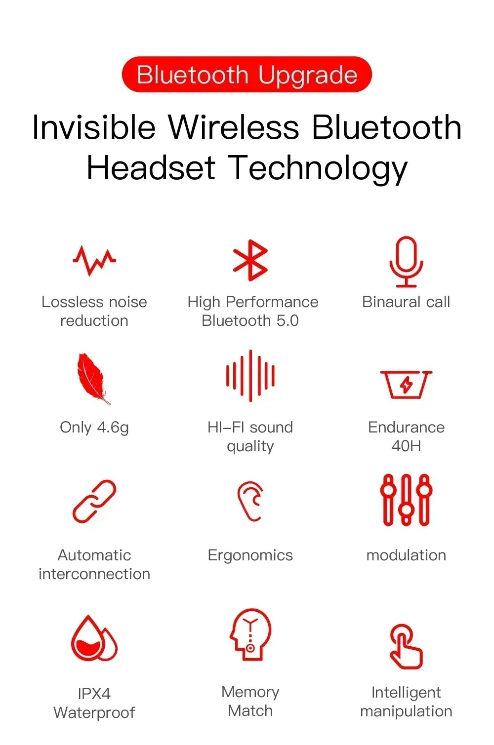 Auriculares Bluetooth TWS E6S — Cancelamento de Ruído e Microfone para iPhone e Xiaomi
