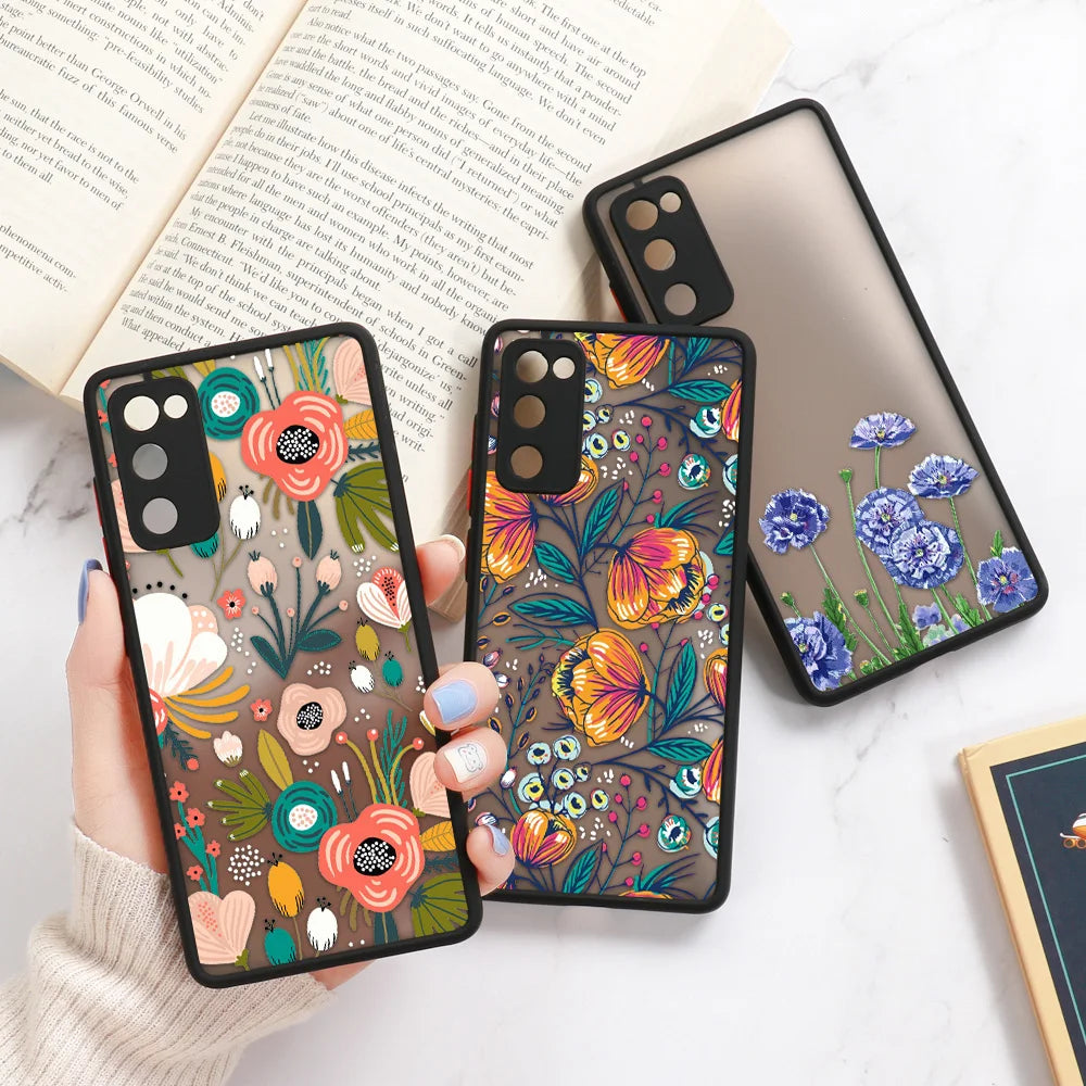 Capa Matte com Padrão Floral para Samsung Galaxy S Series