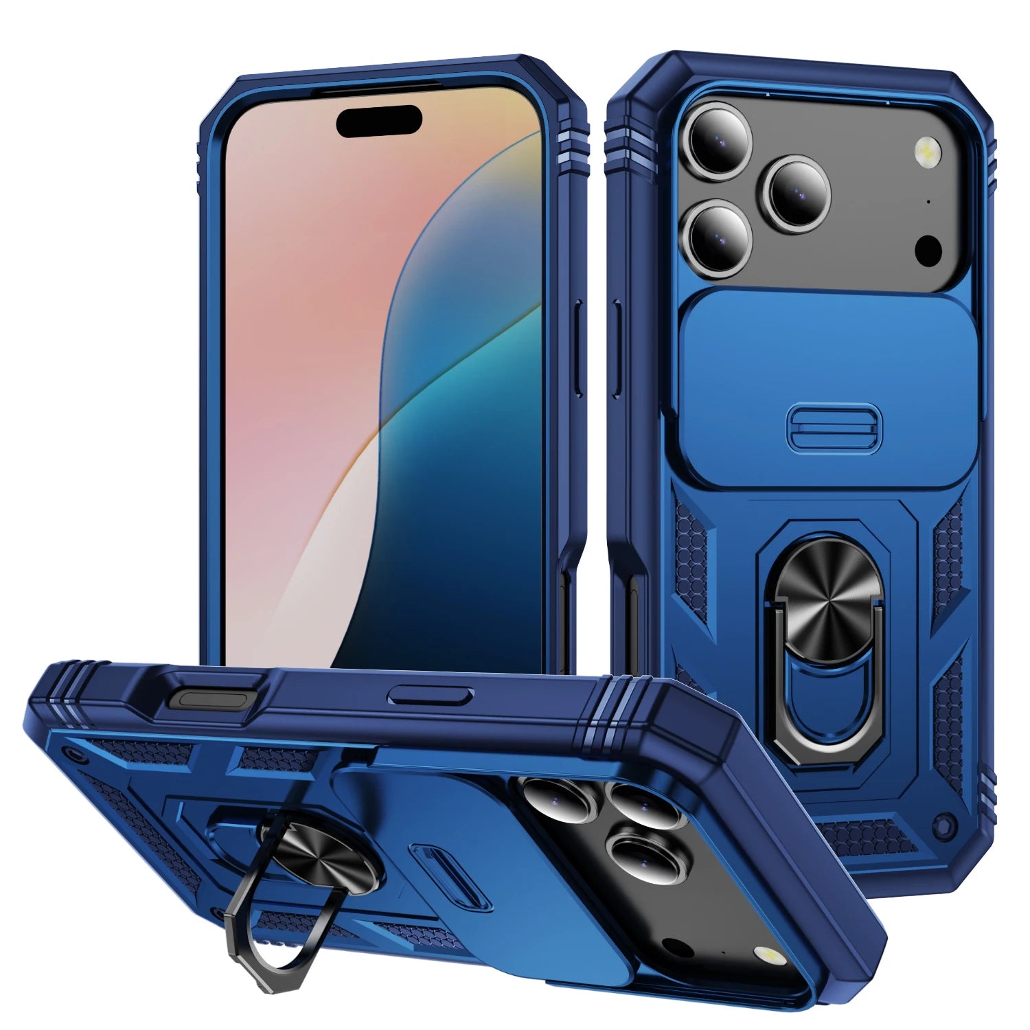Capa com Tampa de Câmara Deslizante e Suporte 360º para iPhone