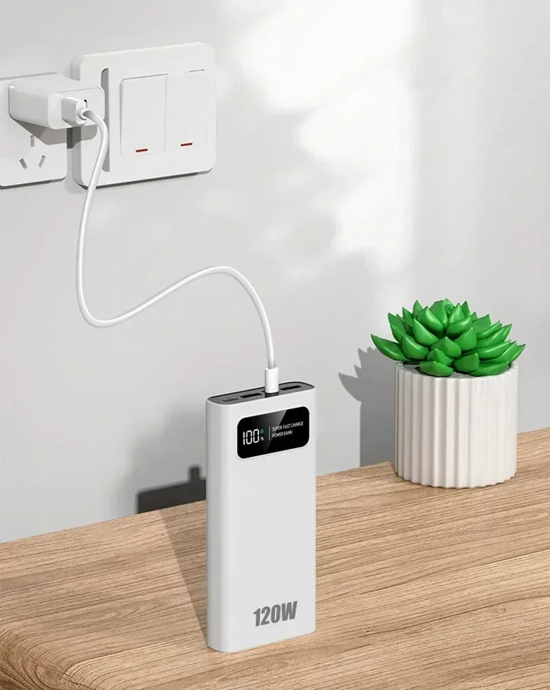 Power Bank Lenovo 120W Alta Capacidade com Display Digital e 4 Interfaces