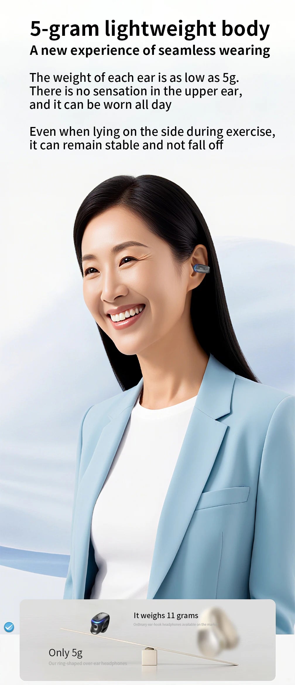 Auricular Bluetooth 5.3 Condução Óssea — Desportivo e Sem Fios