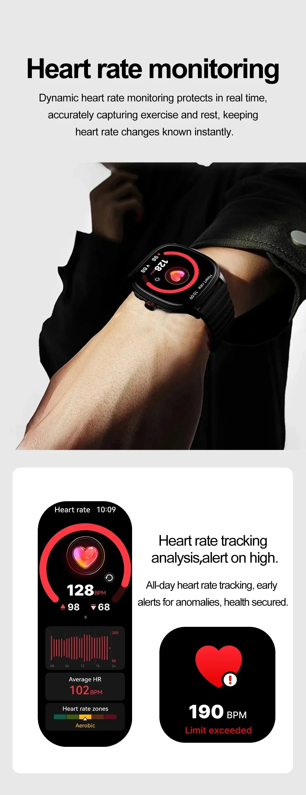 Smartwatch 2026 — Ecrã HD 1.73'', Voz AI, Música, Meteorologia, Modos Desportivos e IP68