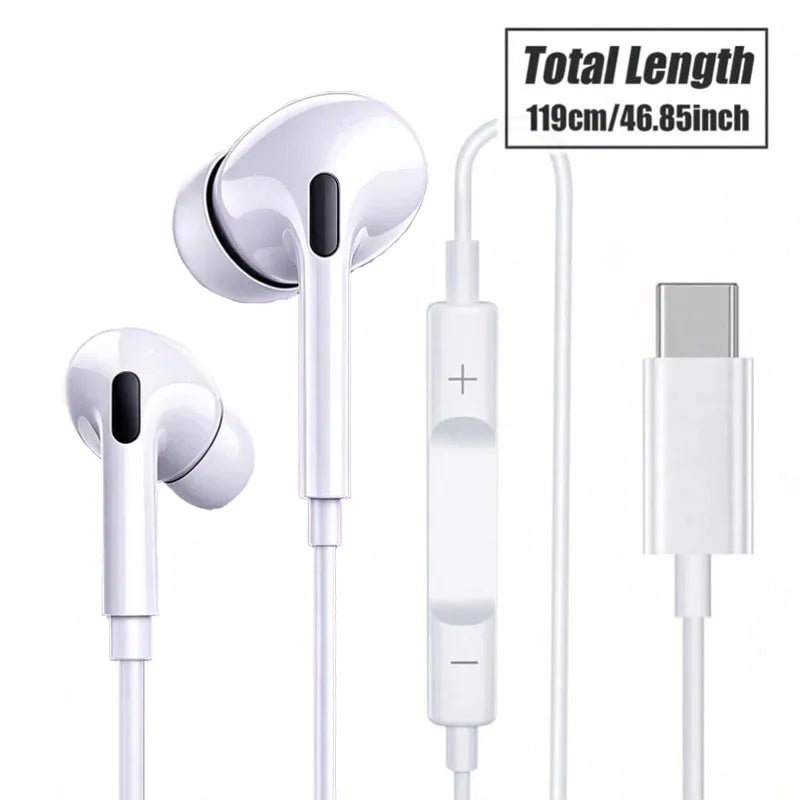 Auriculares USB-C com Cancelamento de Ruído para iPhone 15/16 e Android