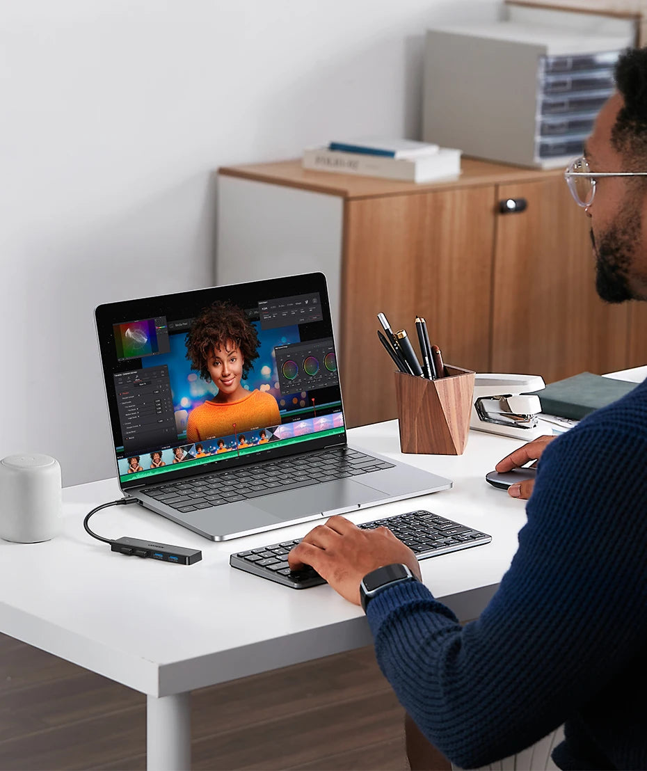Hub USB 3.0 UGREEN 4 Portas Slim — Para MacBook, PC, Xbox e PS5