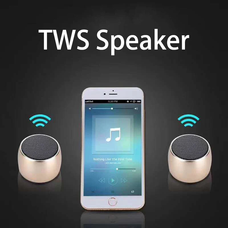 Coluna Bluetooth TWS Mini Subwoofer Metal — Som Potente e Portátil
