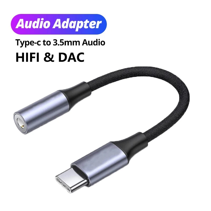 Cabo Adaptador USB-C para Jack 3.5mm — Áudio Estéreo para Auscultadores