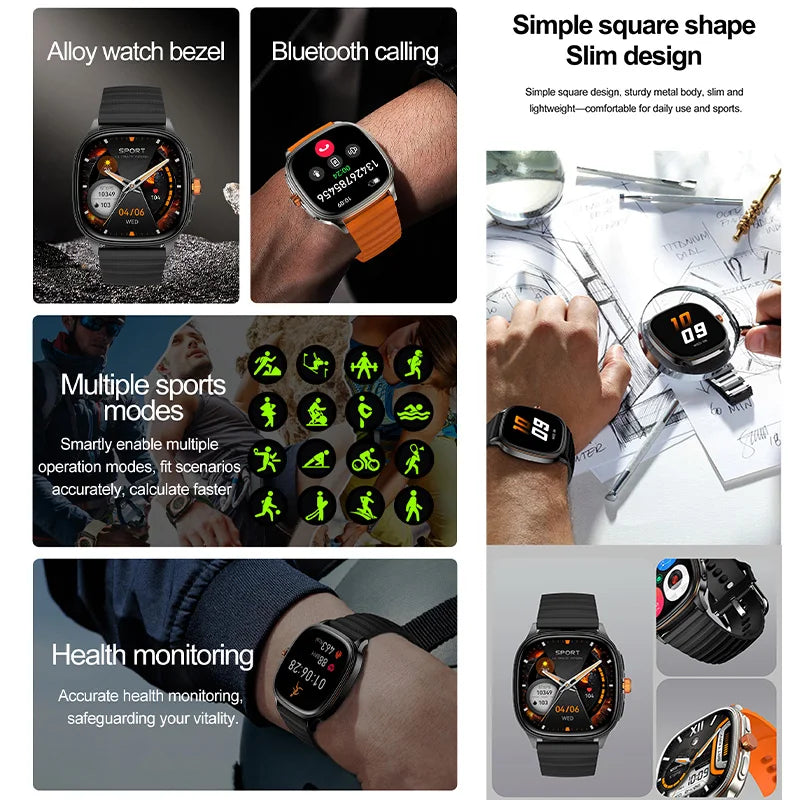 Smartwatch 2026 — Ecrã HD 1.73'', Voz AI, Música, Meteorologia, Modos Desportivos e IP68